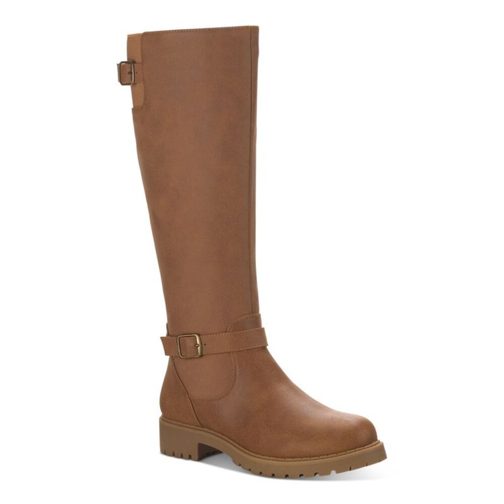 STYLE & COMPANY Womens Brown Goring Elenorr Round Toe Block Heel Riding Boot 6 M